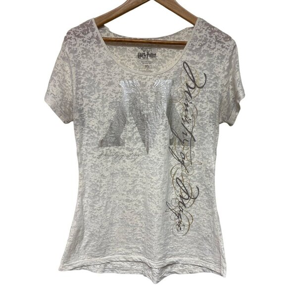 Harry Potter Ministry of Magic Sheer Burn Out White T-Shirt Women's Size XL - Picture 1 of 7